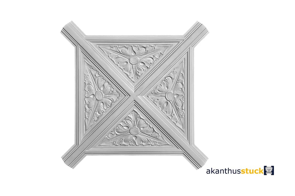 Stuck Deckenornament Deckenzwickel aus reinem Gips DB 28 mit offenen Akanthusblättern für Wand und Deckengestaltung